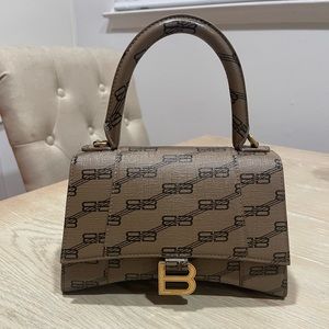 Brown monogram small Balenciaga hourglass bag!